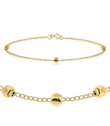 Gold Plated Balls Silver Bracelet BRS-452-GP